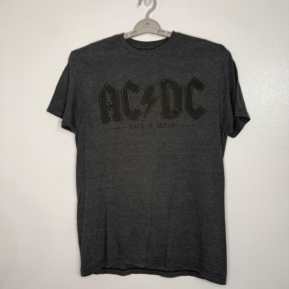 AC/DC T-Shirt Mens Large Charcoal Grey Excellent Back In Black Graphic Tee